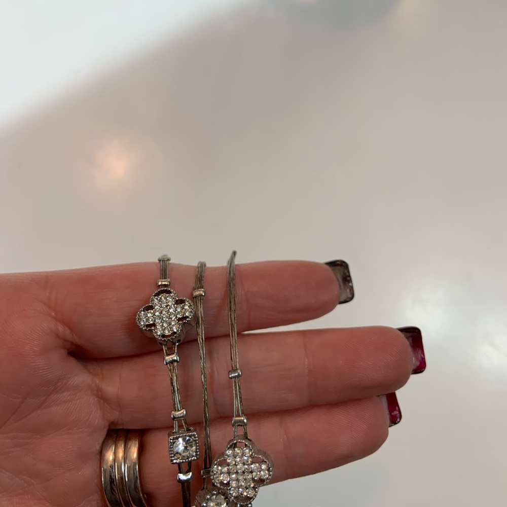 3 Three bangle bracelets stainless steel